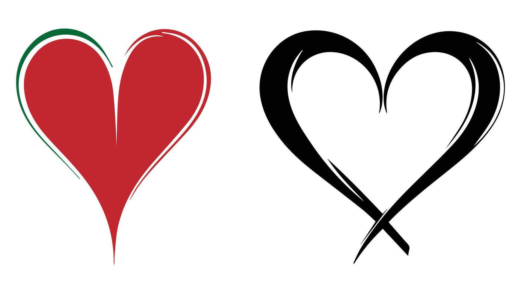 two hearts with the flag of israel and palestine vector