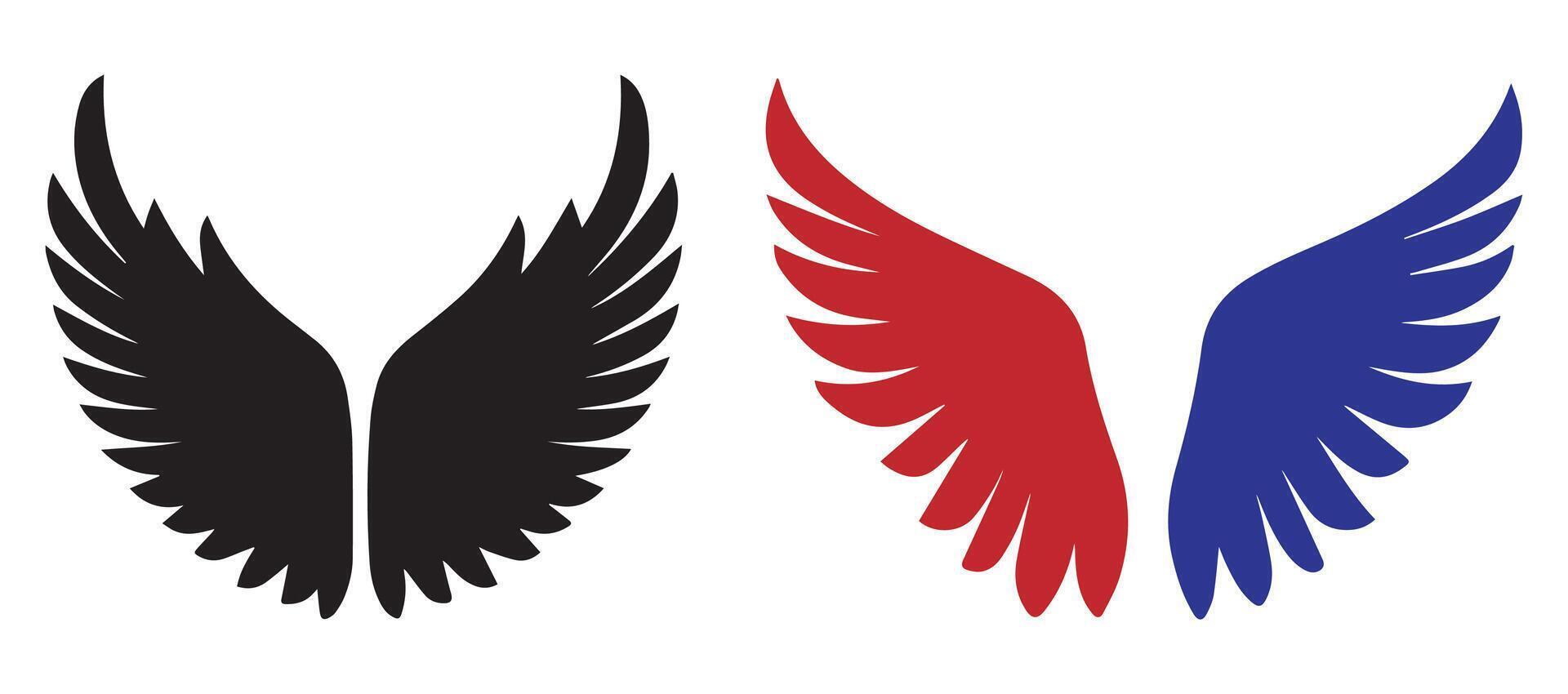 two wings with red and blue colors vector