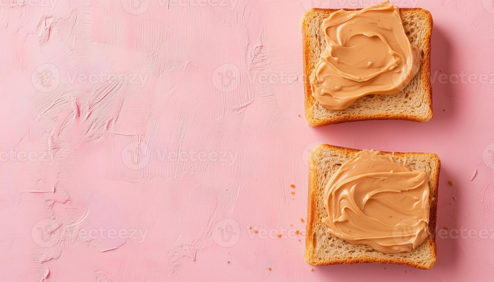Loaf bread slice with peanut butter jam topping for simple breakfast on the morning photo
