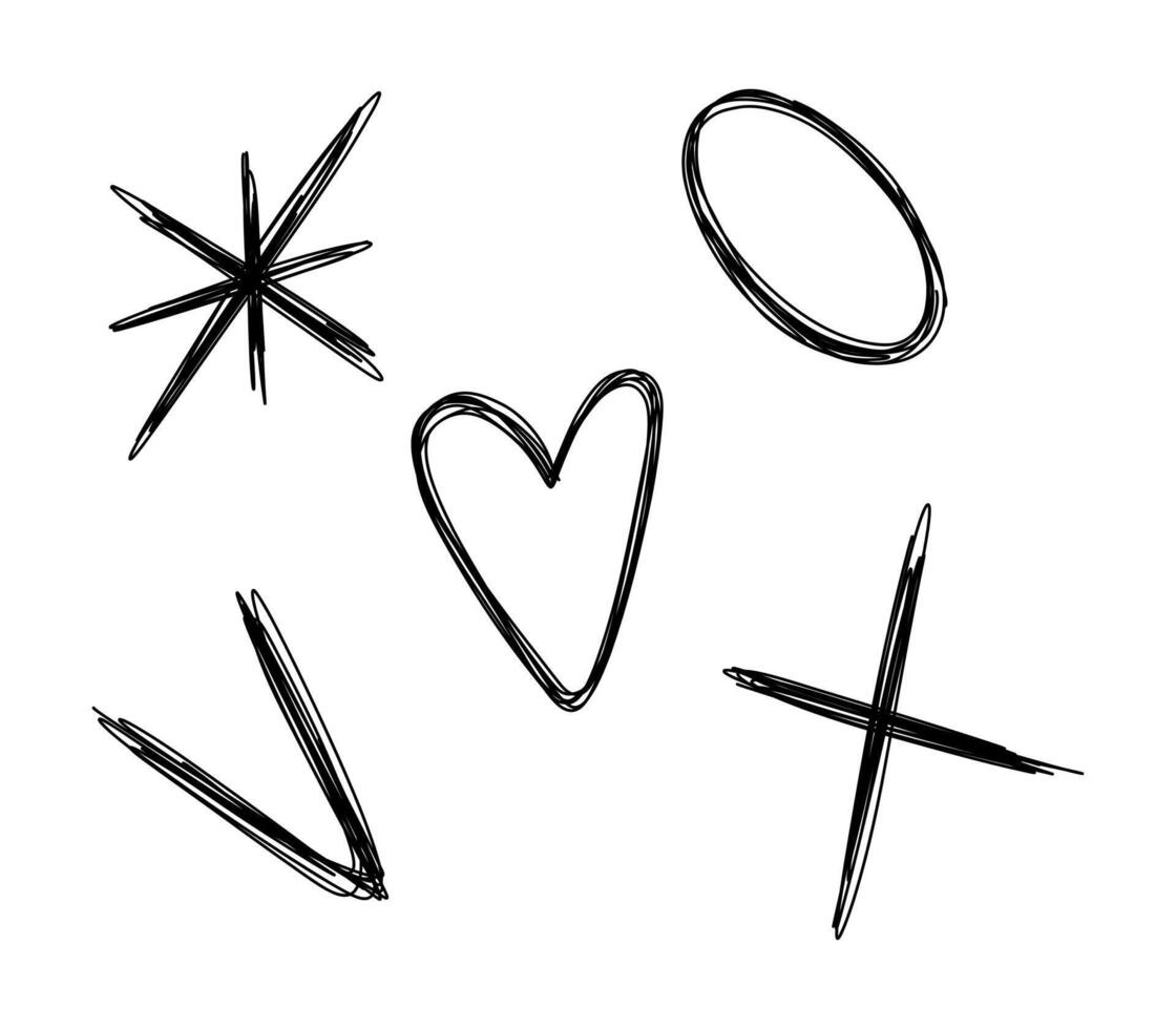 Hand drawn black symbols. vector