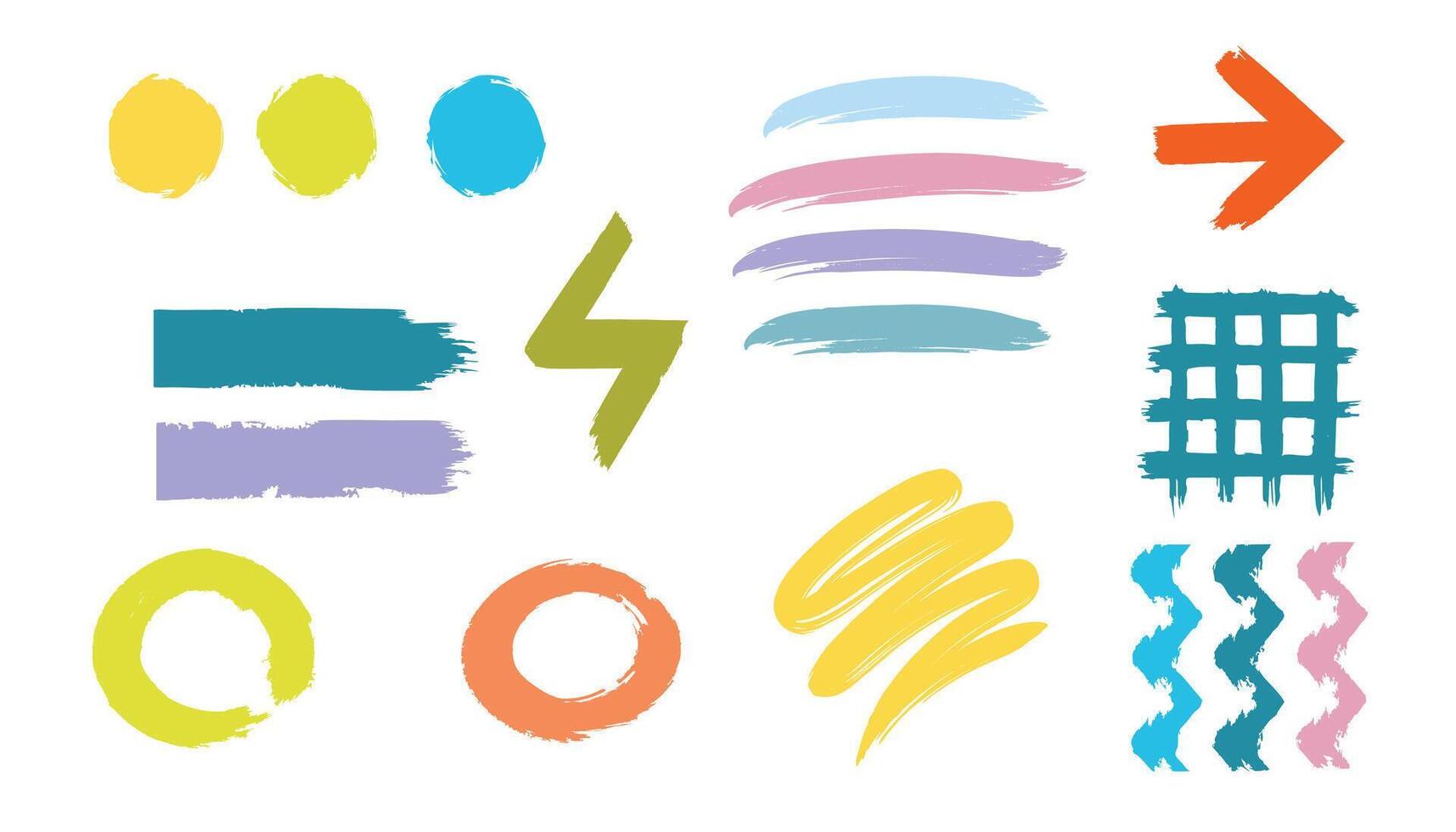 Set of hand drawn grunge brush strokes. design elements. vector