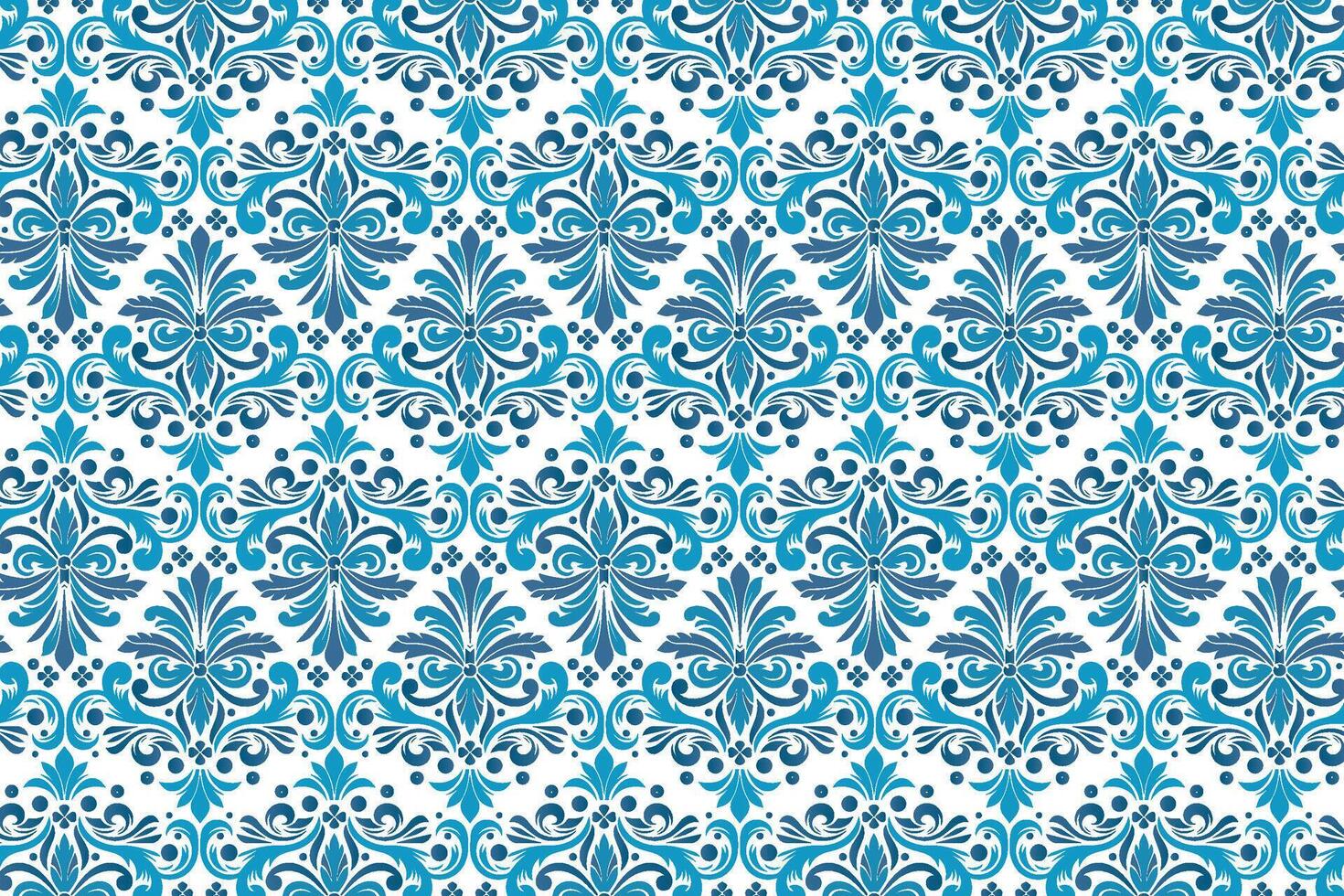 retro seamless blue ornamental pattern with botanical influences for trendy home decor and fashion accessories vector