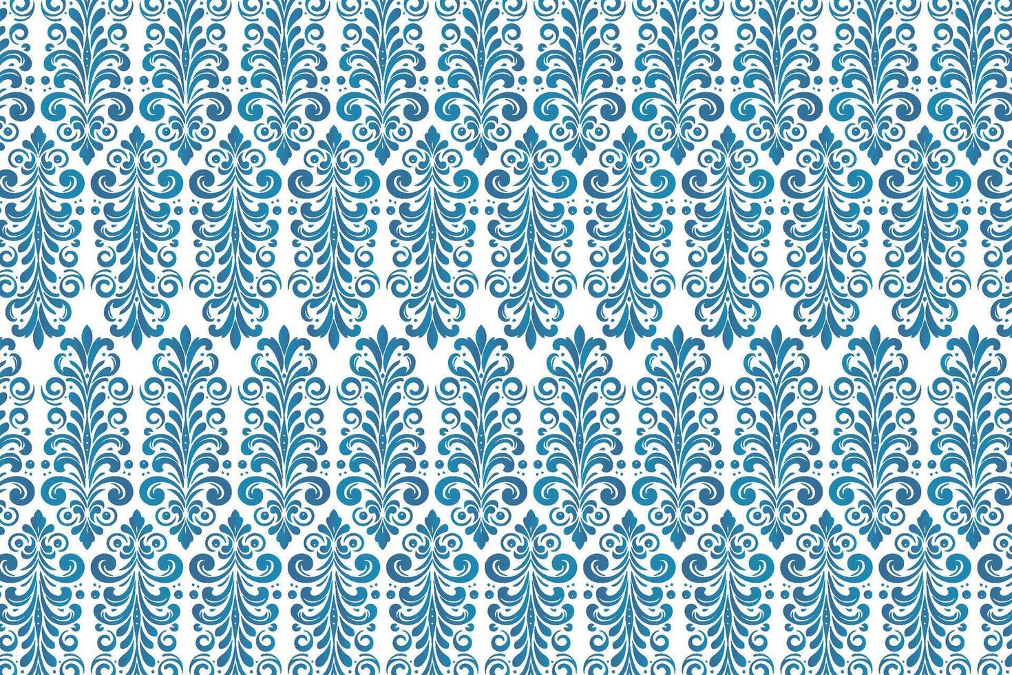 baroque-inspired seamless blue ornamental pattern with floral details for wrapping, apparel, and textile accessories vector