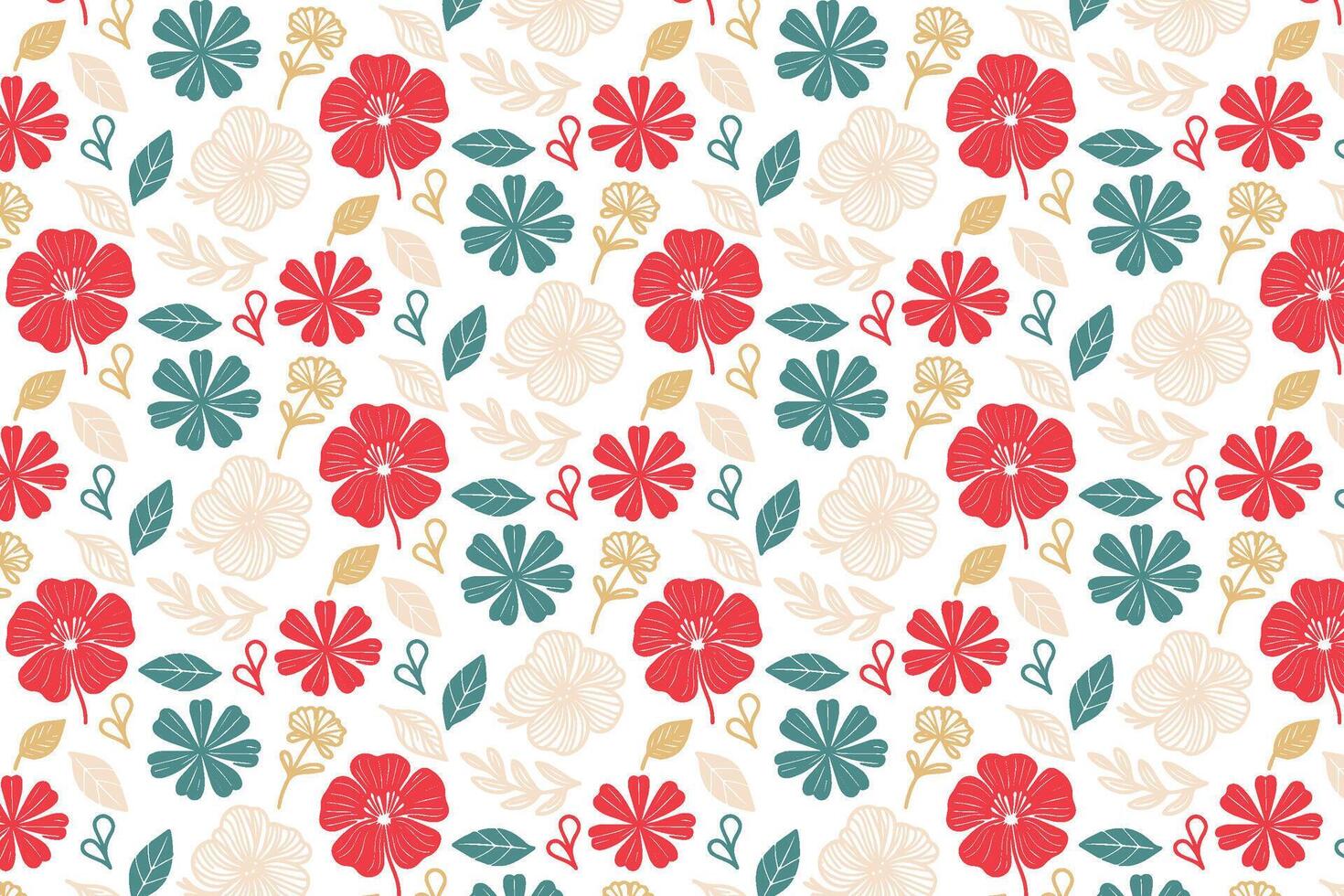 stylish continuous floral line pattern with cotton flower details for contemporary bedsheet covers and pillow fabric vector