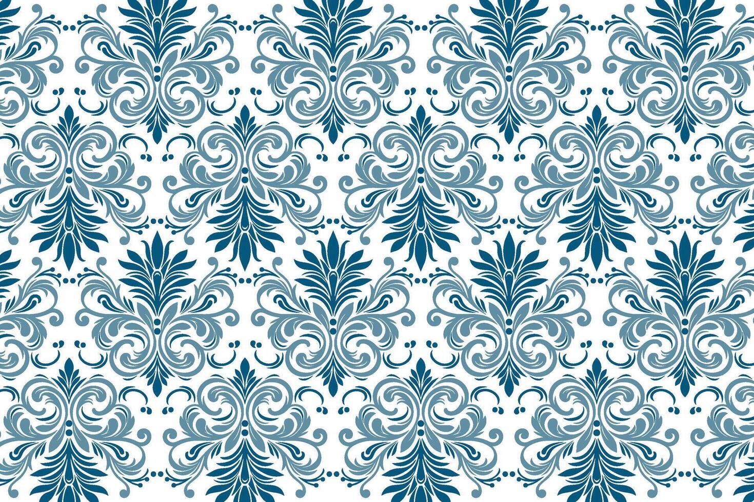 seamless blue ornamental pattern with classic floral elements for trendy girls clothes and luxury home decor vector