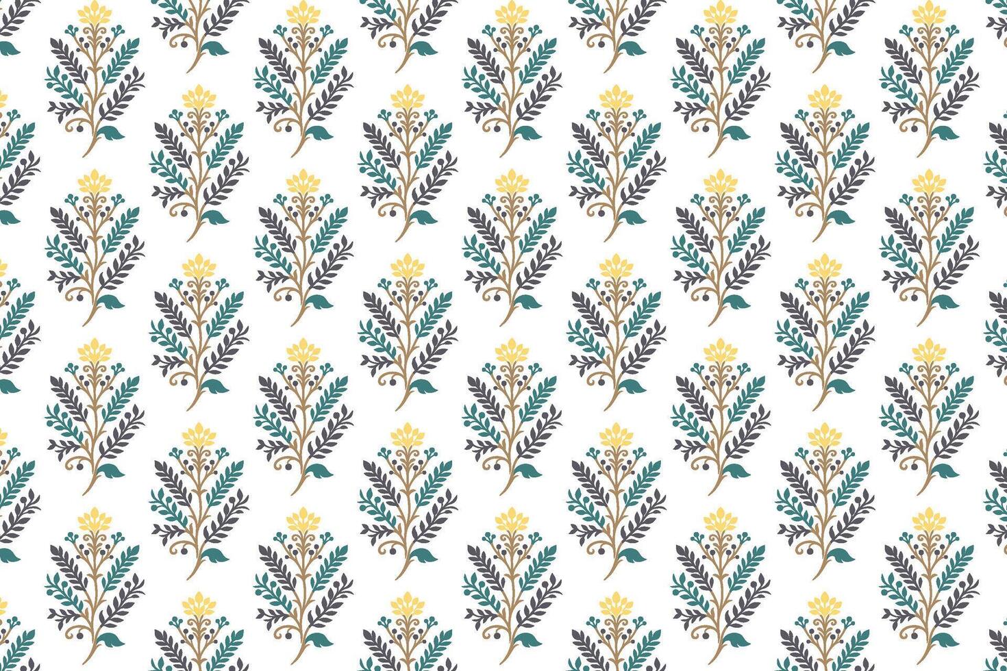 decorative garden-inspired seamless pattern featuring hand-drawn flower arrangements and plant foliage for wrapping and fabric vector
