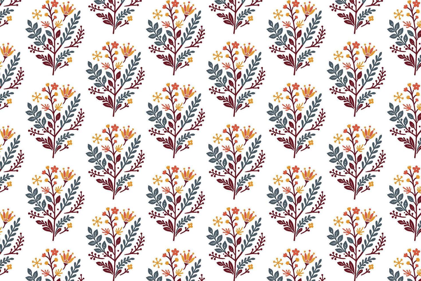 botanical floral pattern with delicate stems and ornate garden blooms arranged in a seamless tile for home and fashion fabric vector
