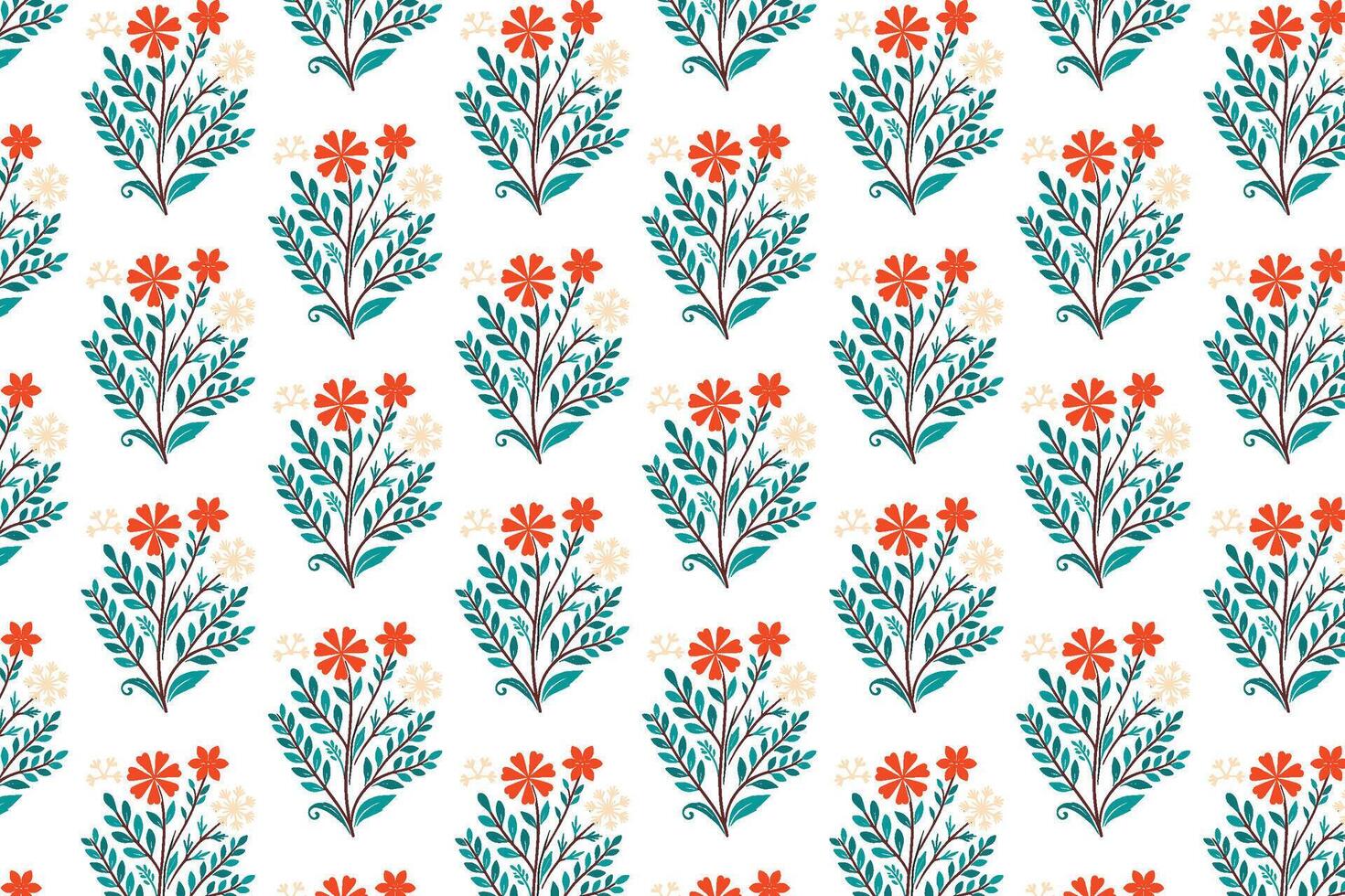 nature-inspired seamless tile pattern with stylized garden flowers and leafy plants for eco wrapping and backgrounds vector
