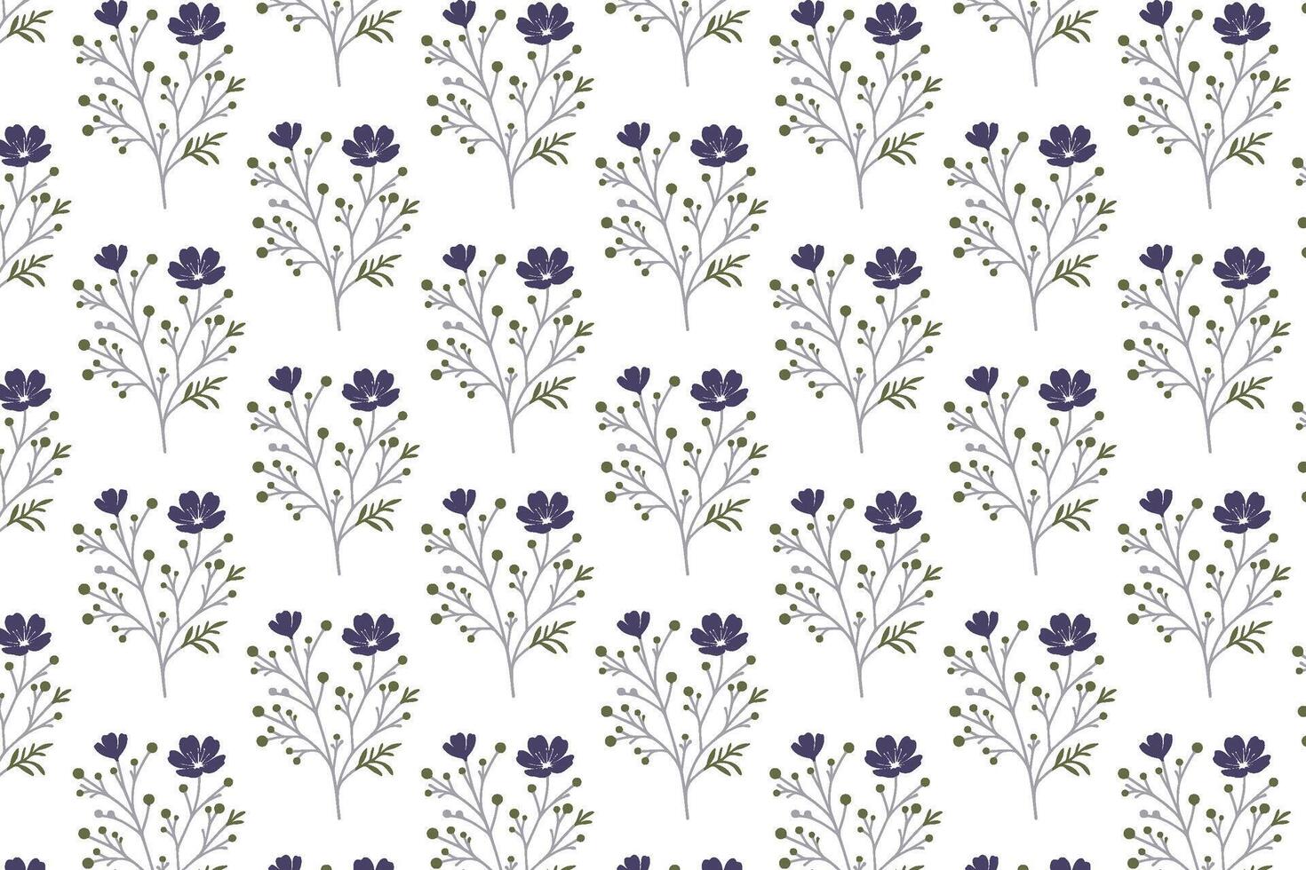 artistic seamless floral surface design with botanical texture, blooming stems, and leaf details for cards and fabric vector