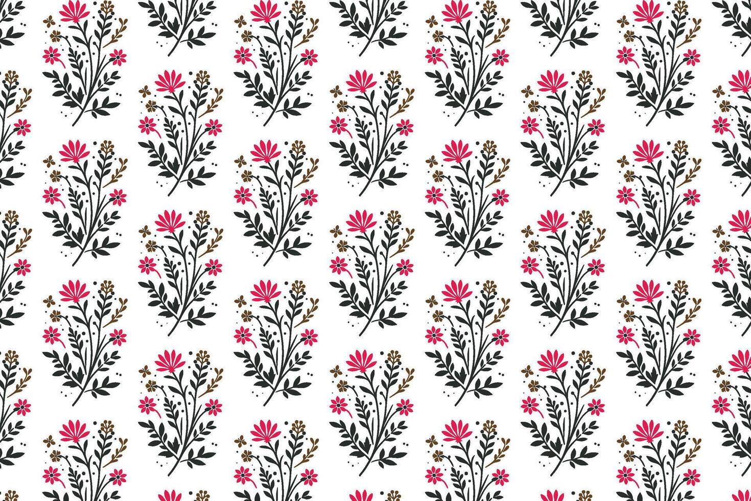 floral pattern with seamless botanical garden motifs featuring ornamental leaves and decorative bunch designs vector