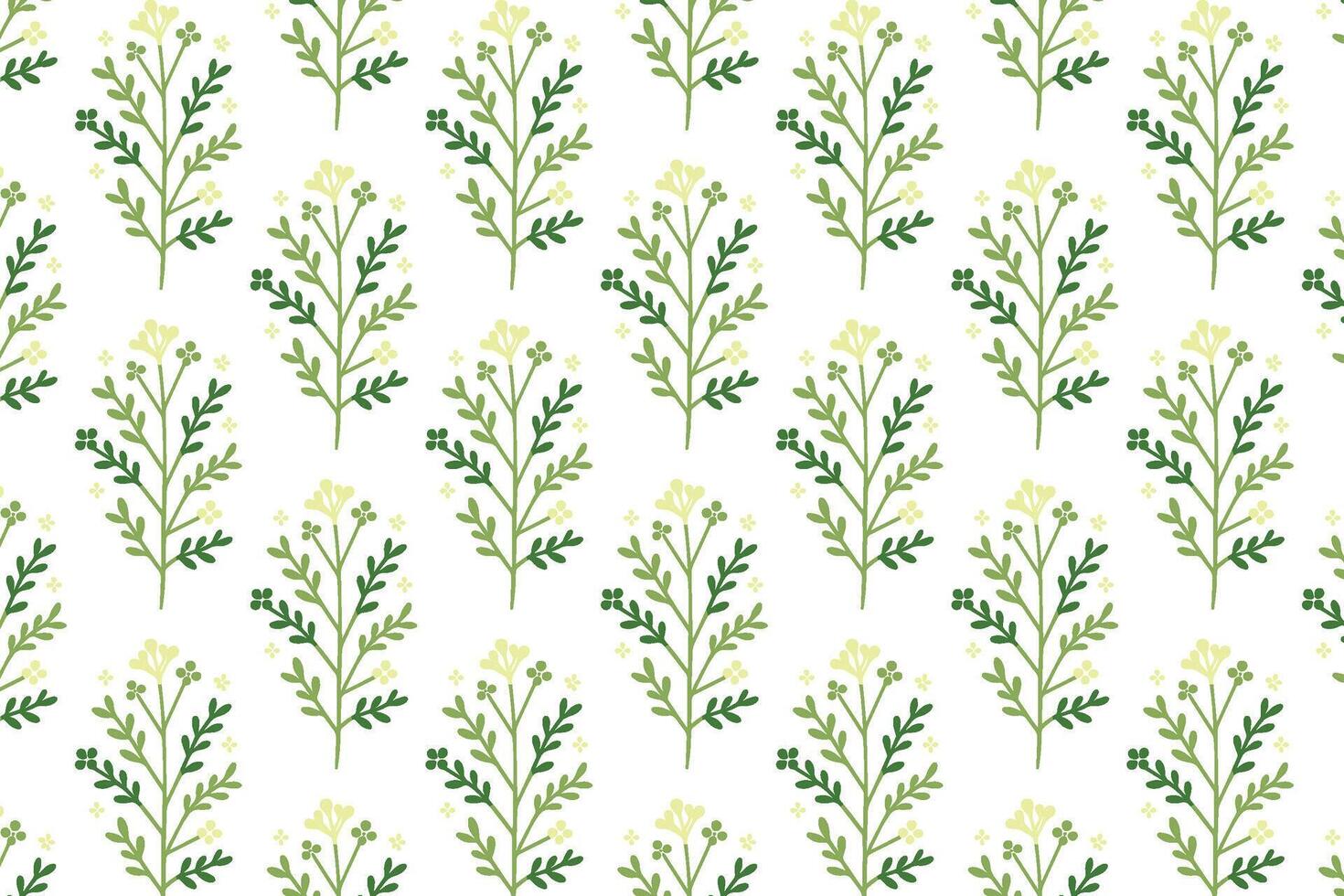decorative seamless floral bunch pattern with spring-inspired botanical leaf motifs and blooming stems vector