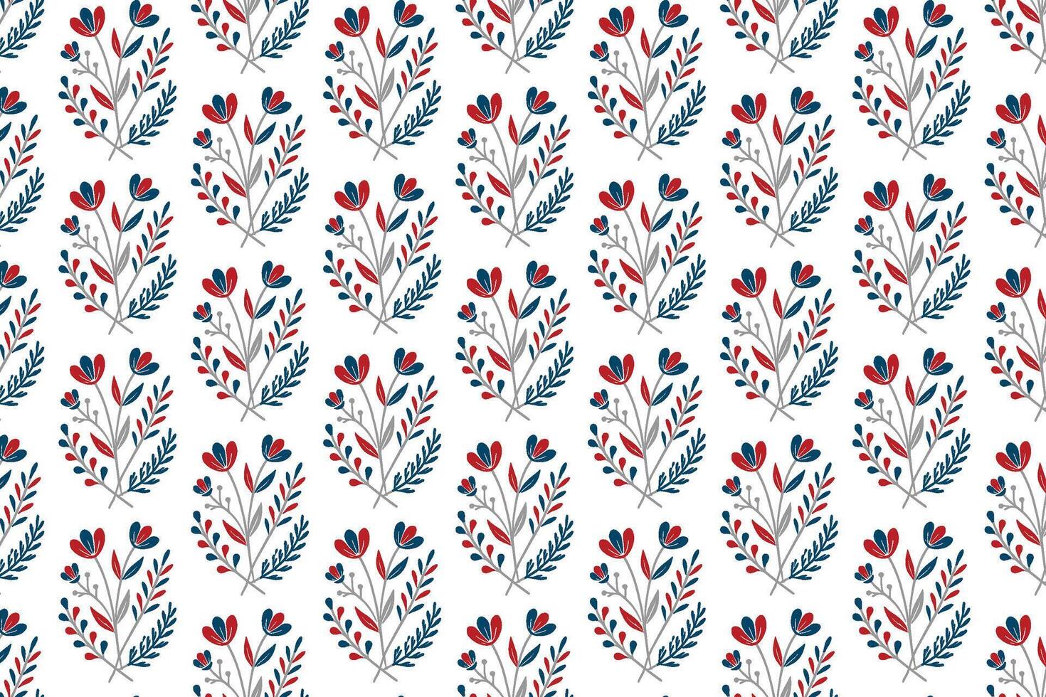 seamless botanical design with blooming florals and stylized foliage for wrapping paper and fashionable textile print vector