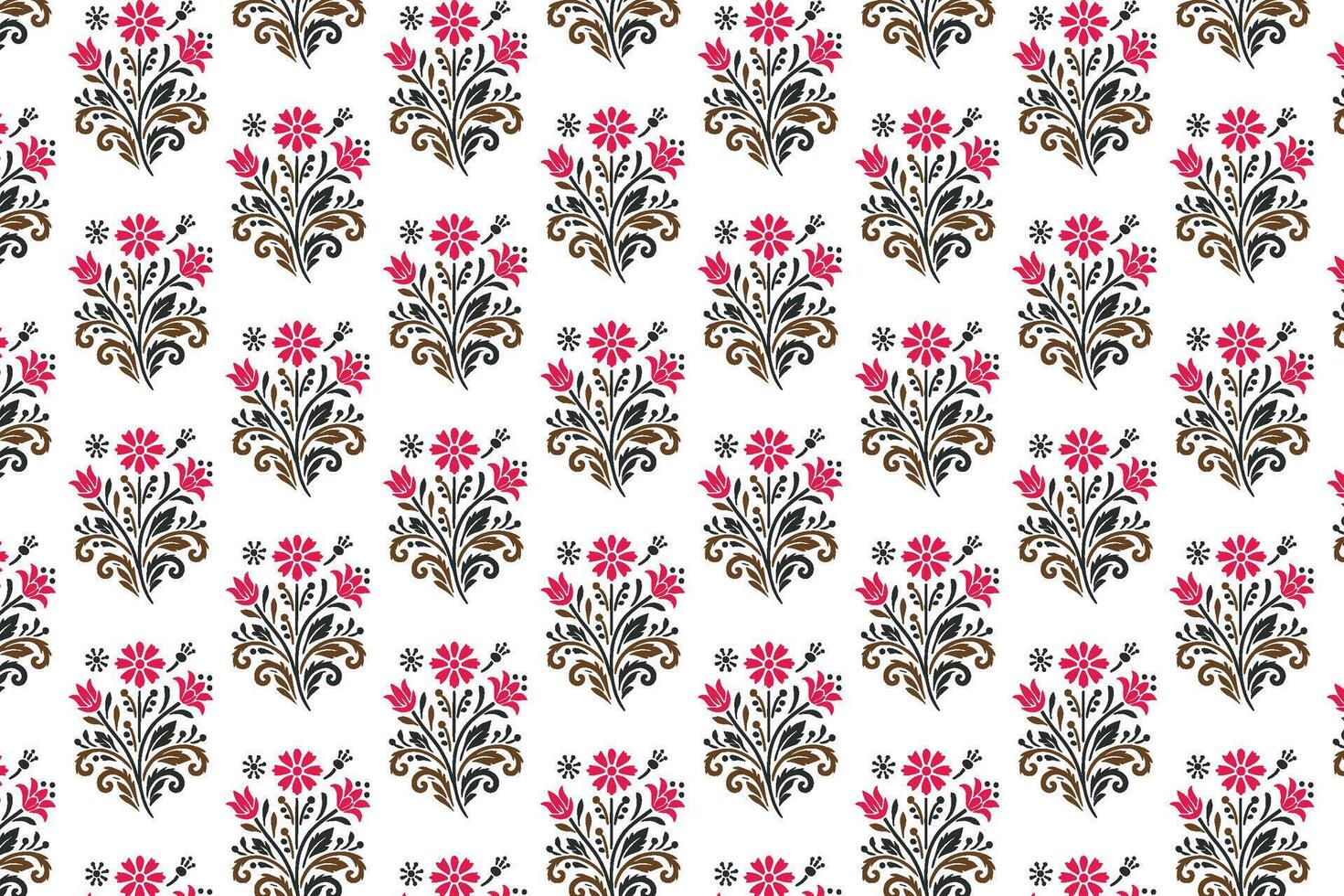 botanical pattern in seamless design with ornate blossoms and leaf details for wallpaper, fabric print, and surface design vector