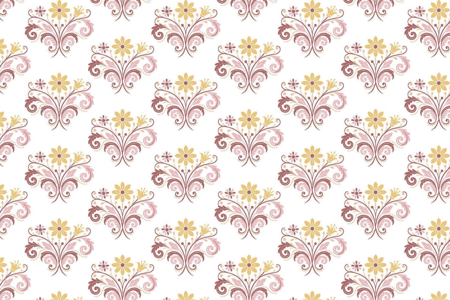 flora and plant-inspired seamless pattern with repeating field flowers and decorative foliage for spring textile applications vector