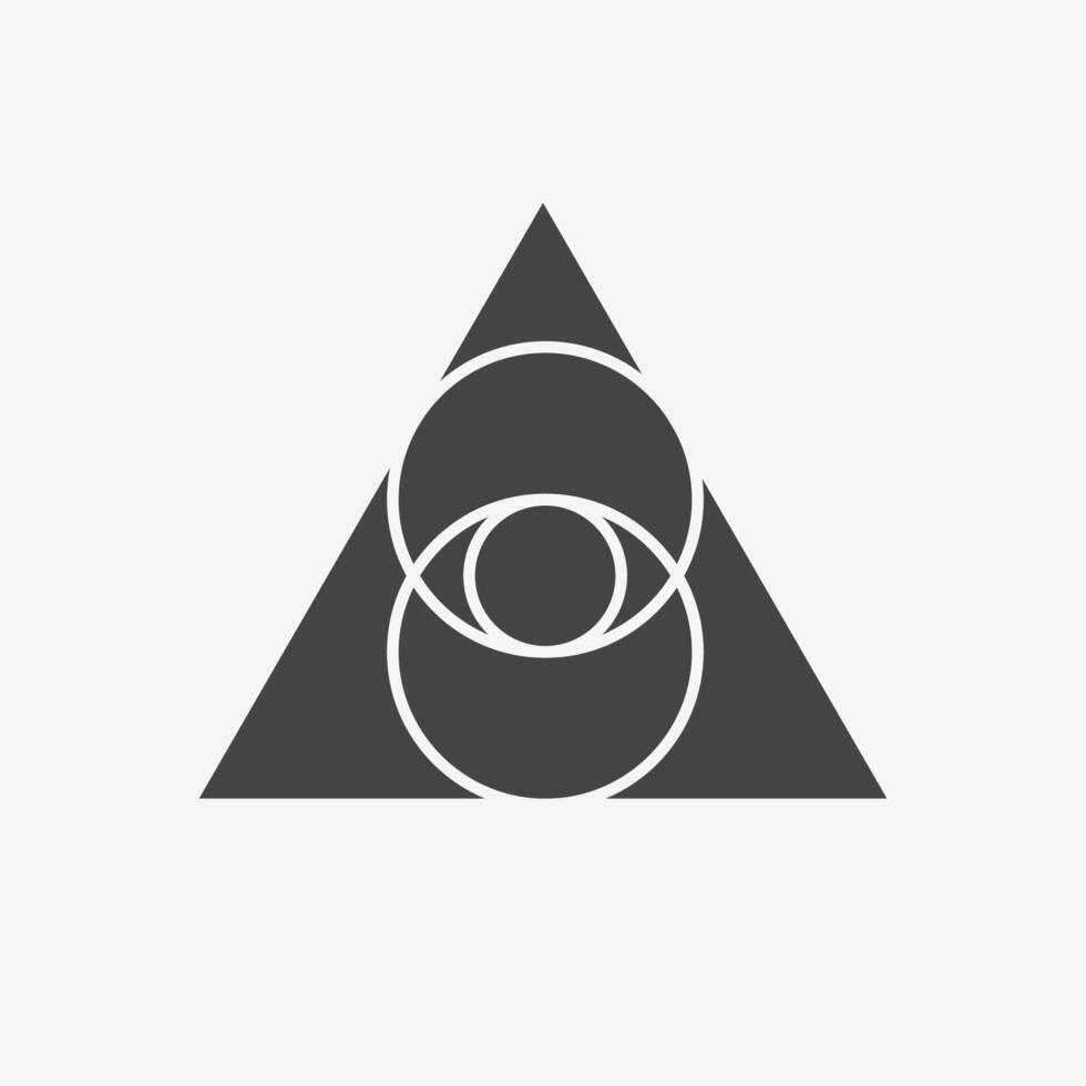 Vesica Piscis on Triangle Icon. Sacred Geometry Eye vector