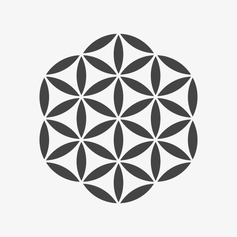 Sacreted Flower of life black emblem. Basic geometry shapes vector