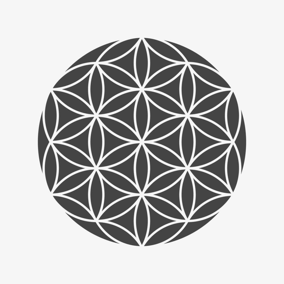 Black Flower of life icon. Basic sacred geometry shapes vector