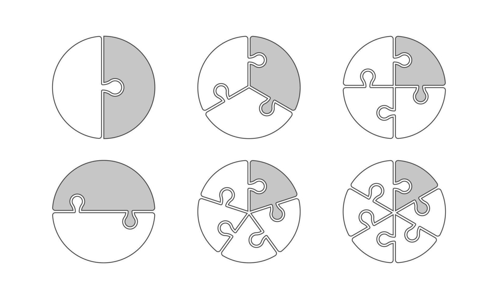 Set of Line Puzzle Peaces in circle. Infographic pie, business strategy or marketing presentation vector