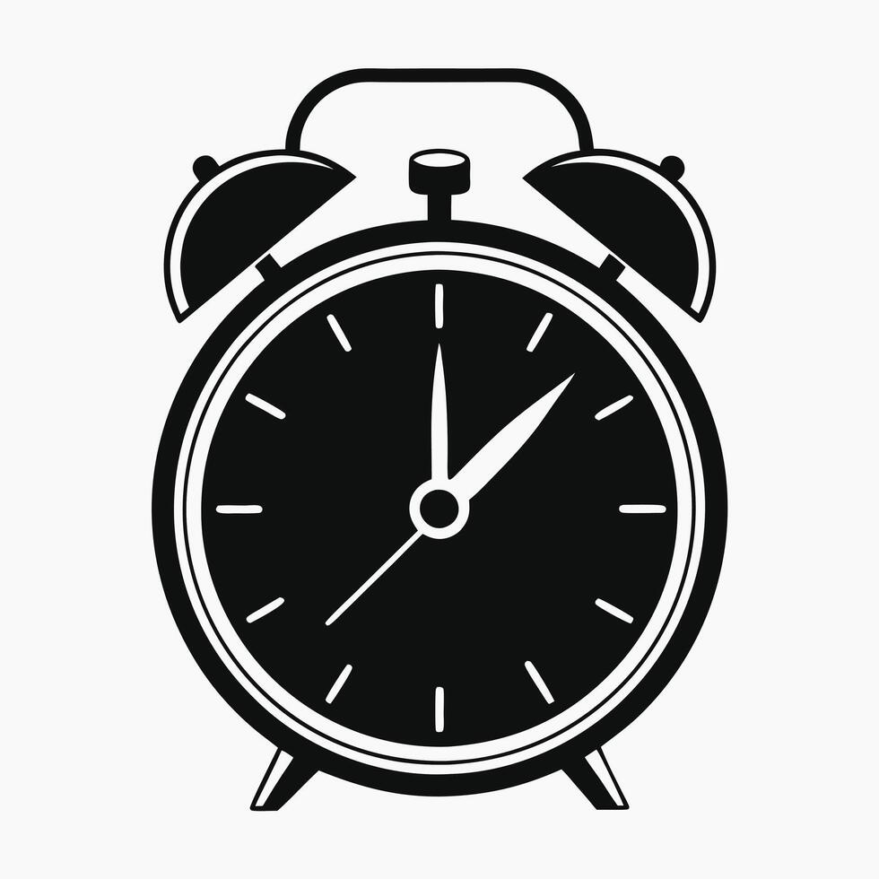 Bold Alarm Clock Silhouette for Time Based Designs vector