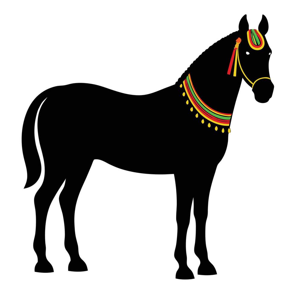 Elegant Indian Wedding Horse in Black Silhouette Style vector