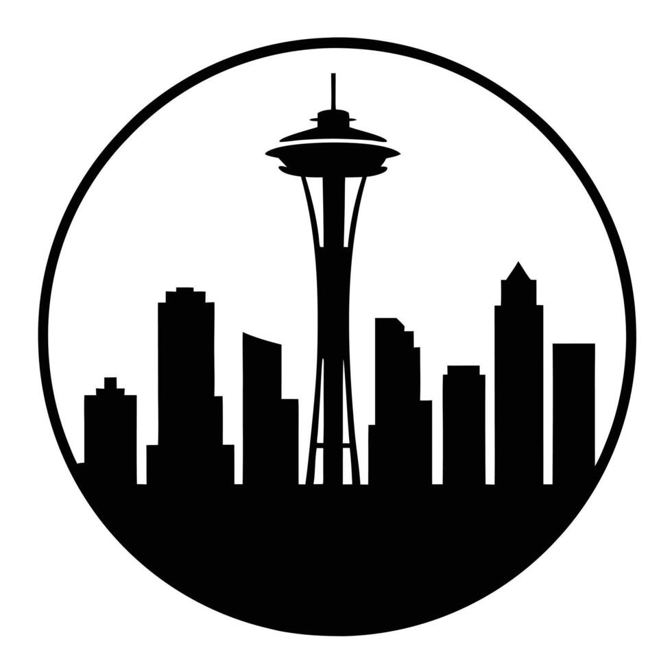 Simplified Seattle Landmark Silhouette Icon vector