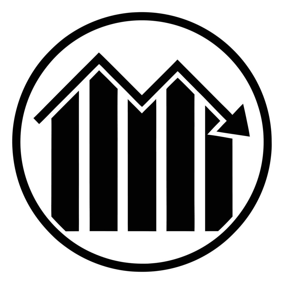 Loss Chart Icon Black Silhouette for Business Reports vector