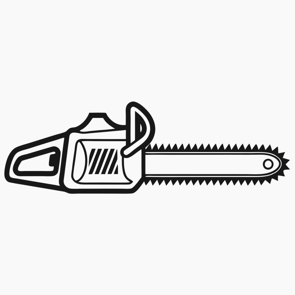 Modern Chainsaw Icon in Solid Silhouette Style vector