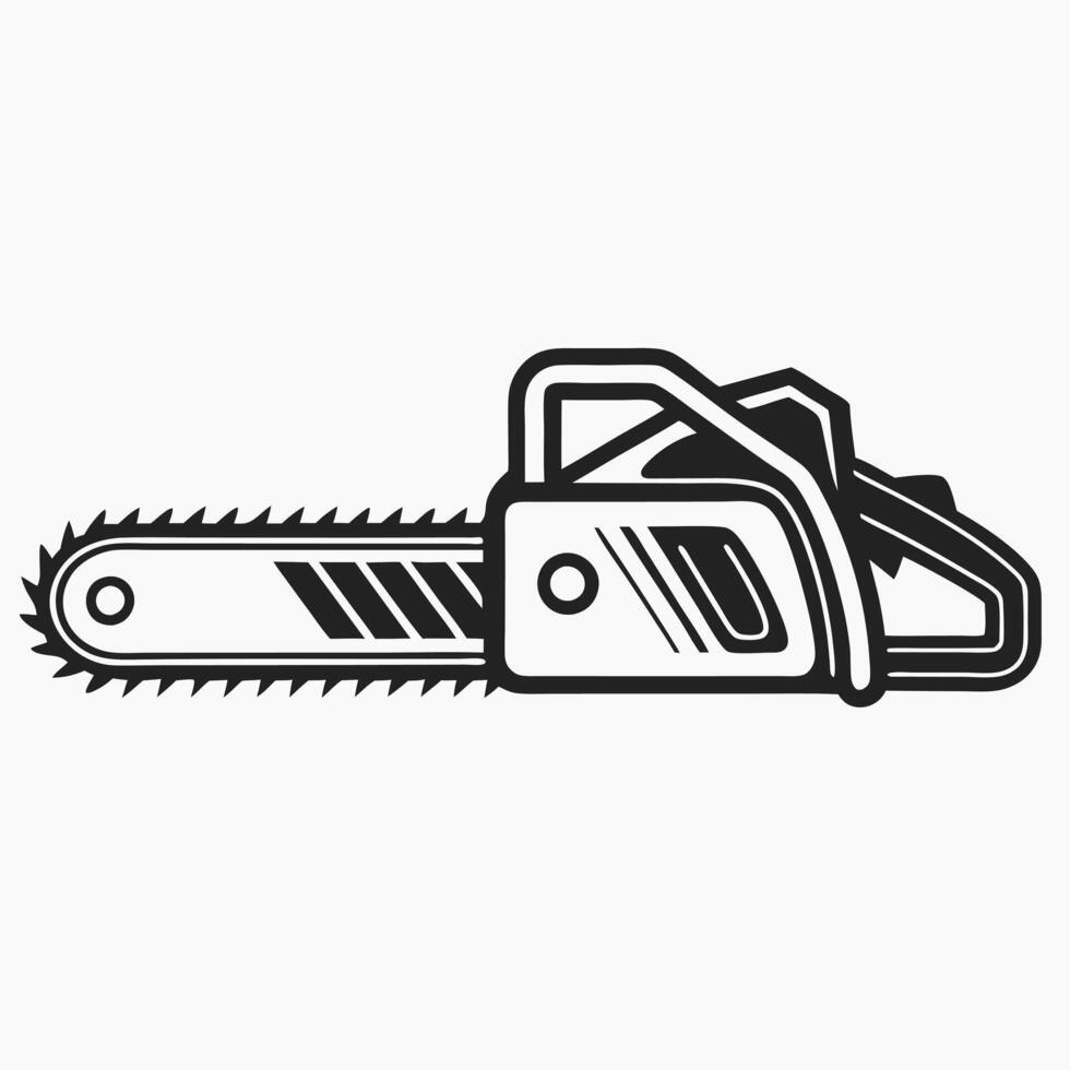 Power Tool Chainsaw Silhouette Icon in Black vector