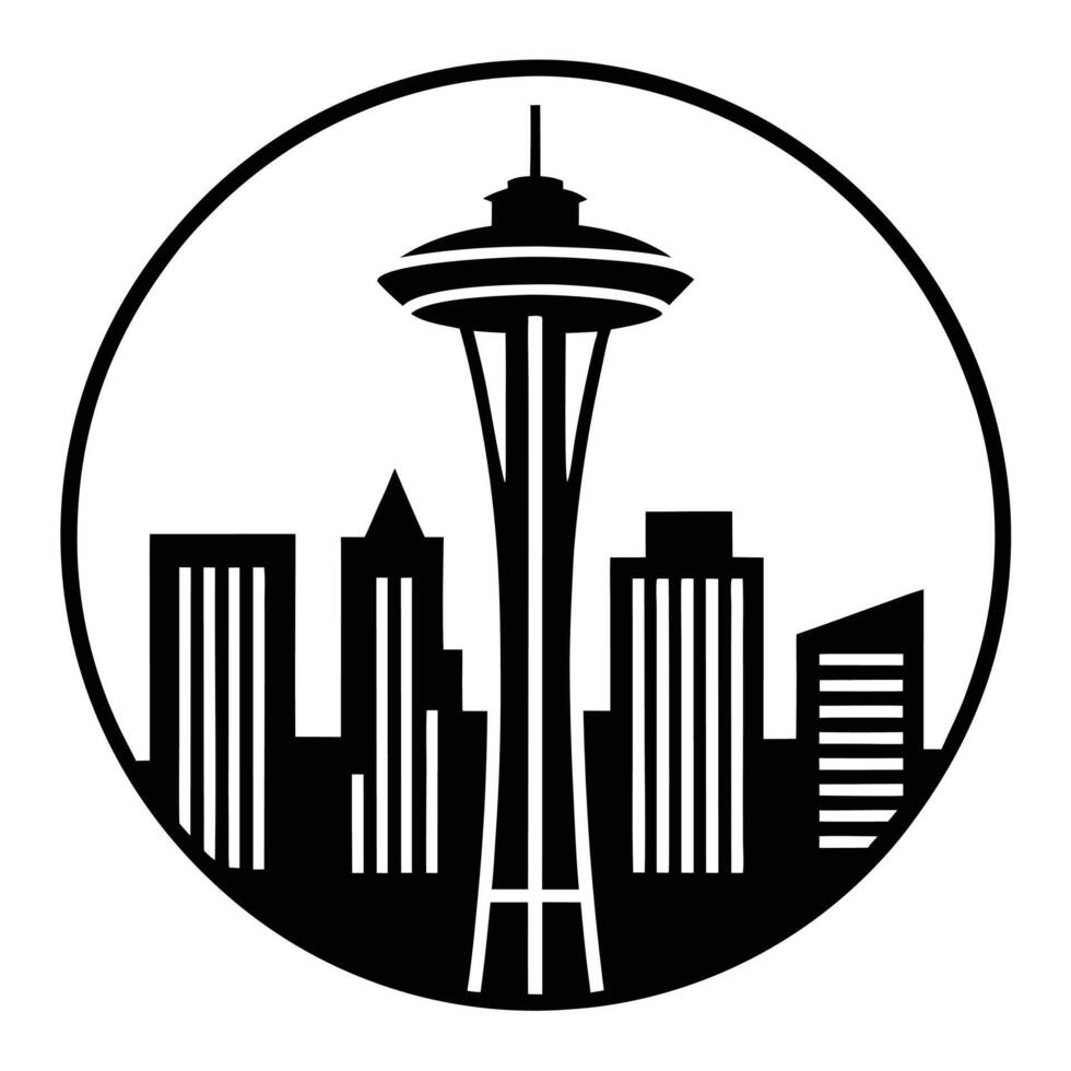 Seattle Urban Icon Silhouette for Logos and Design vector