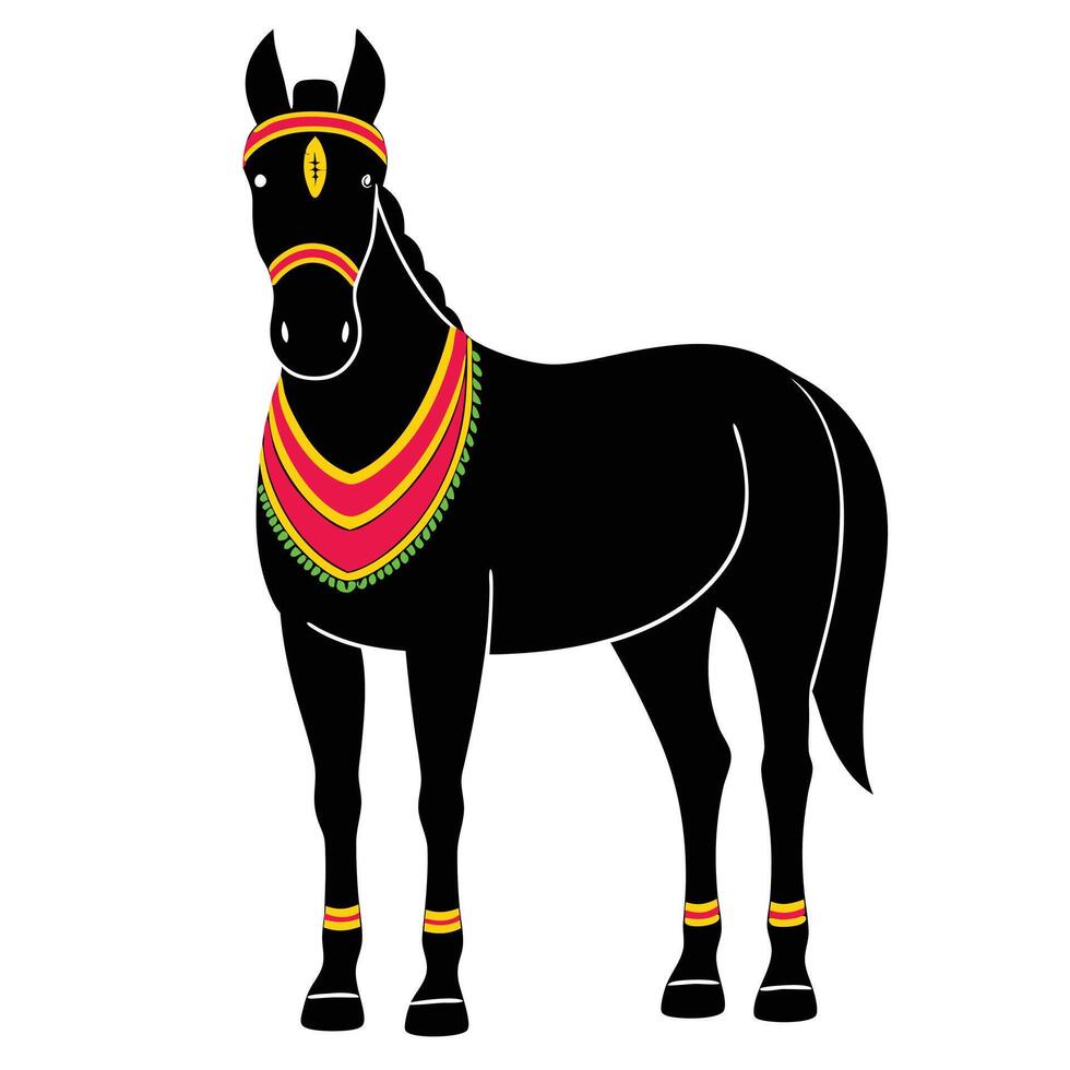 Indian Ceremony Horse Silhouette Royal Wedding Element vector