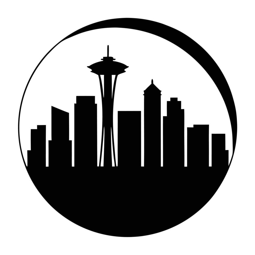 Minimalist Seattle Silhouette Icon Design vector
