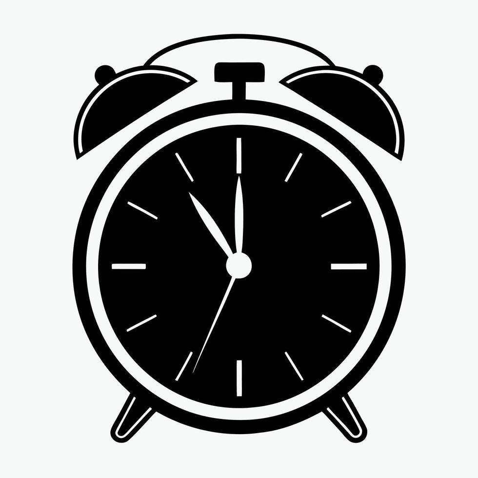 Silhouette of Classic Alarm Clock for Graphic Projects vector