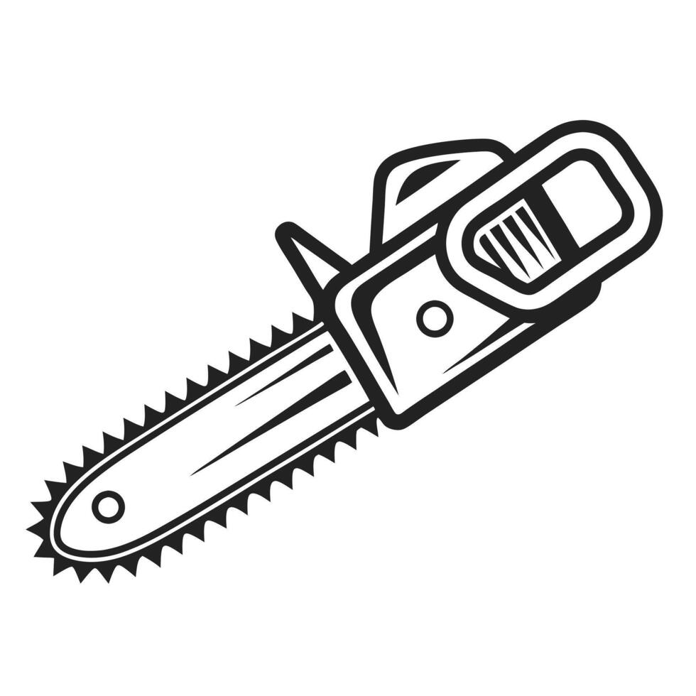 Timber Work Chainsaw Silhouette in Flat Style vector