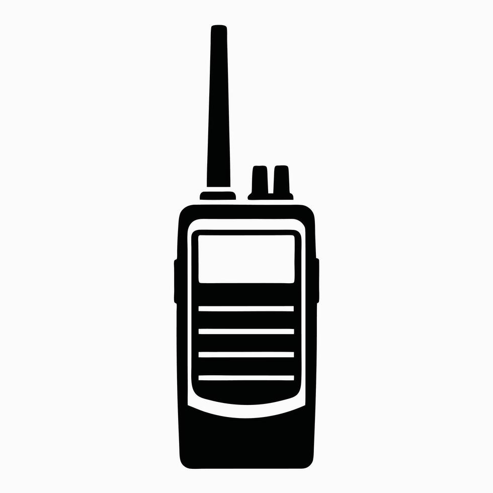 Flat Handheld Communication Device Black Radio Silhouette vector
