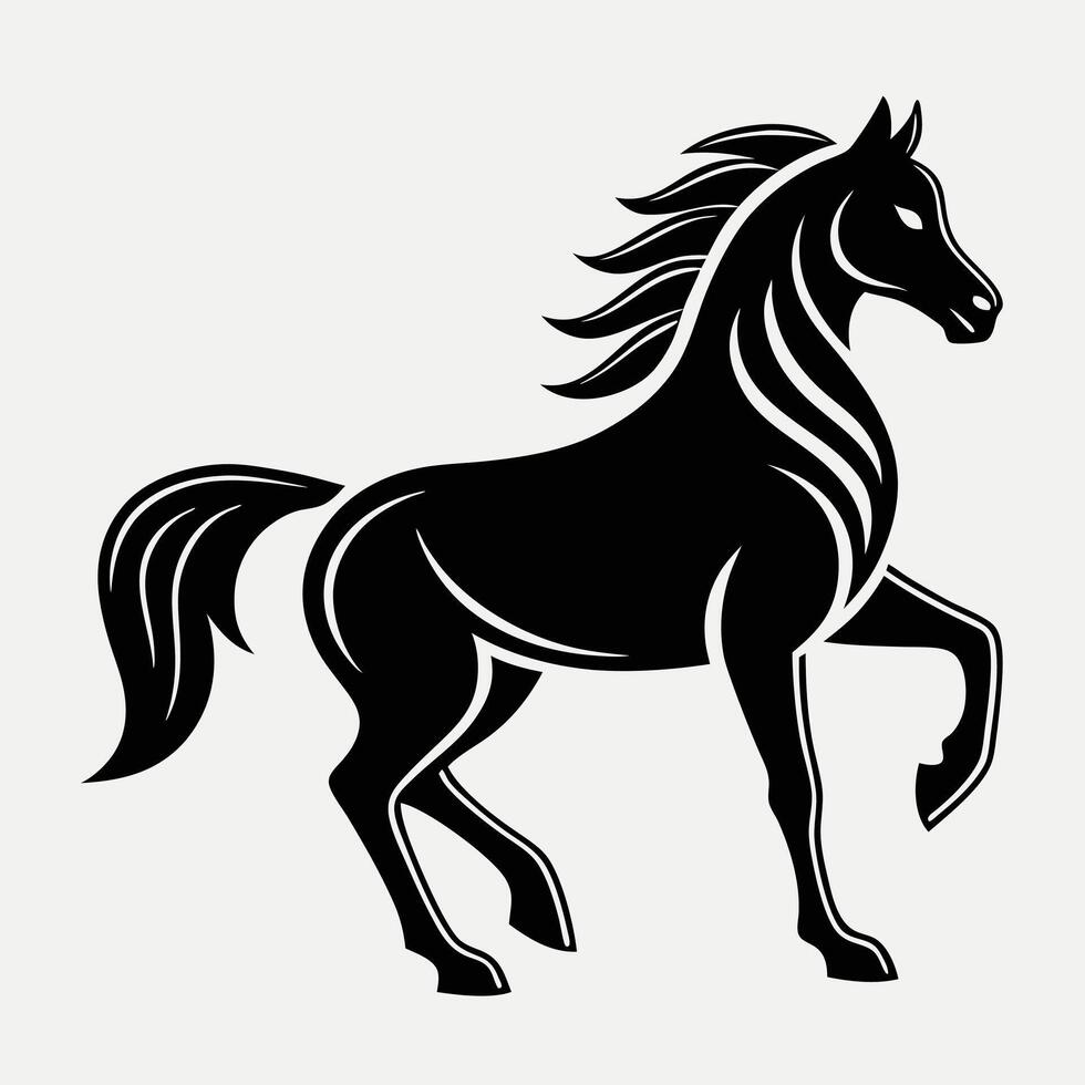 Strong Horse Silhouette Capturing Dynamic Energy vector