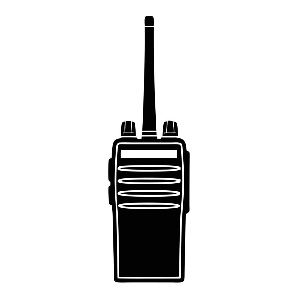 Minimal Handheld Radio Sleek Black Silhouette Design vector
