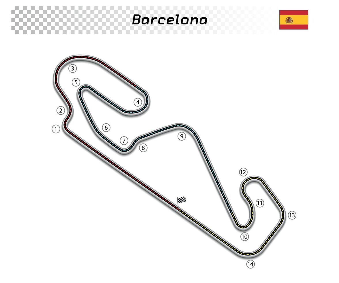 Barcelona circuit for motorsport and autosport vector