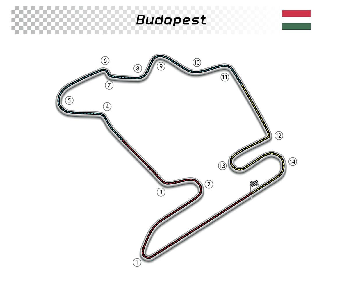 Budapest circuit for motorsport and autosport vector