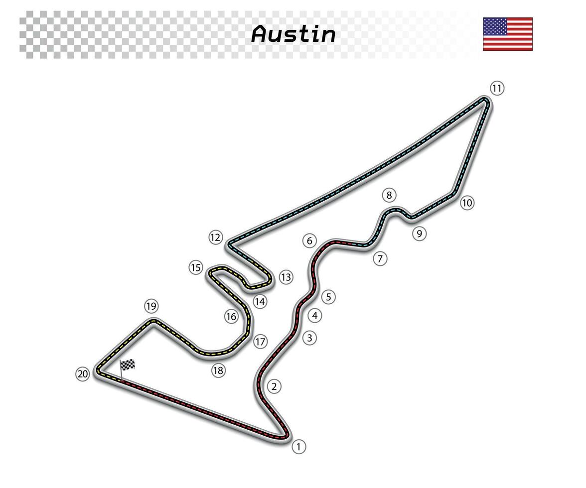 Austin circuit for motorsport and autosport vector