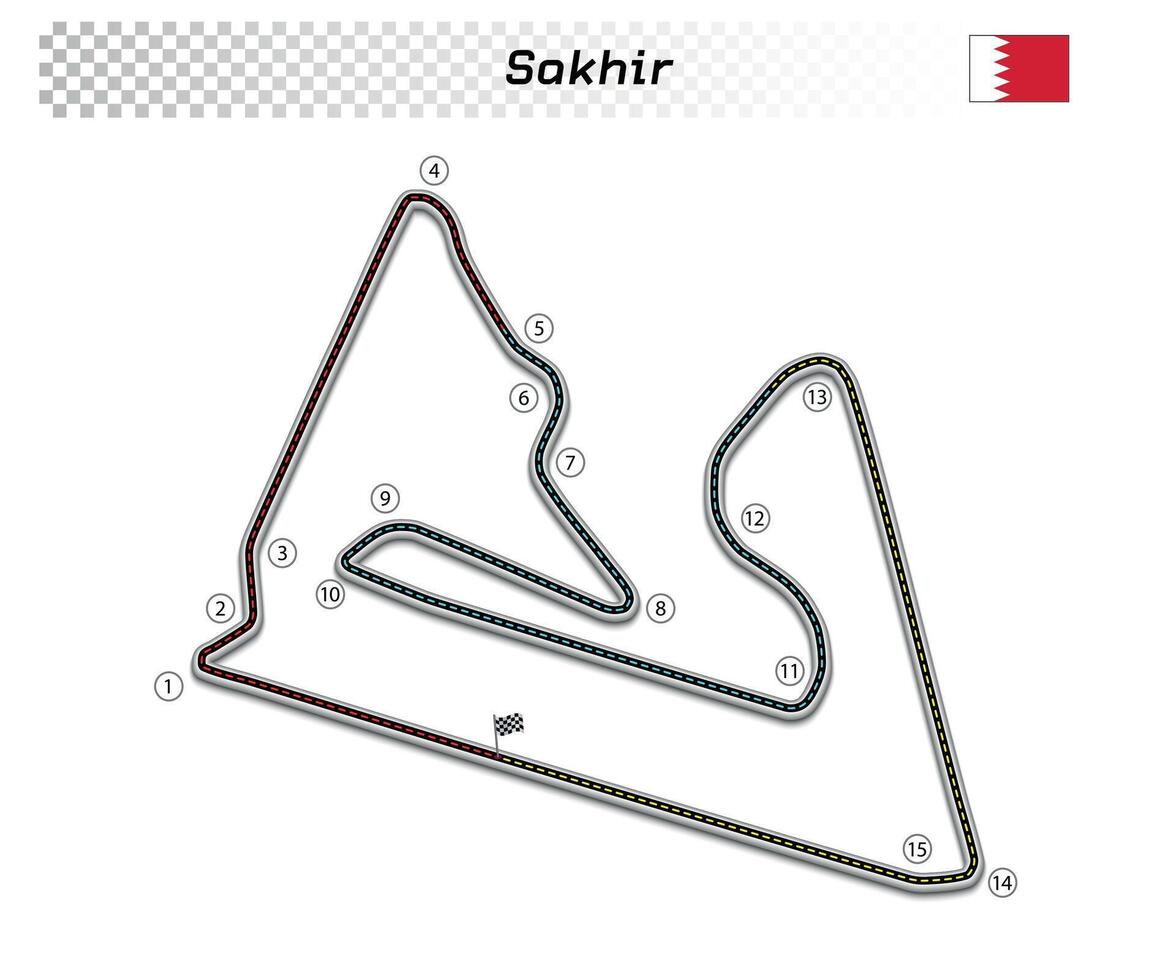 Sakhir circuit for motorsport and autosport vector