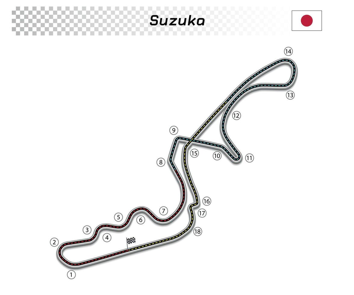 Suzuka circuit for motorsport and autosport vector