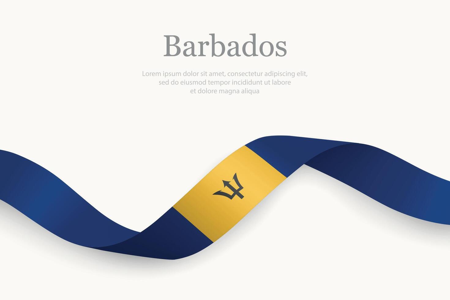 Barbados flag on ribbon vector