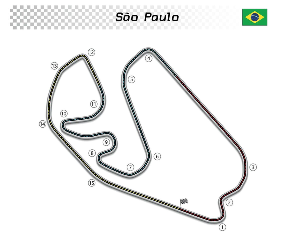 Sao Paulo circuit for motorsport and autosport vector