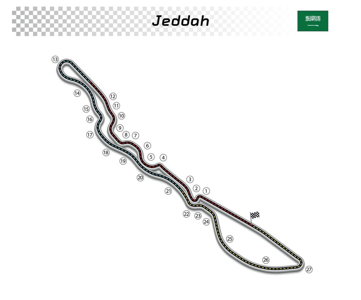 Jeddah circuit for motorsport and autosport vector