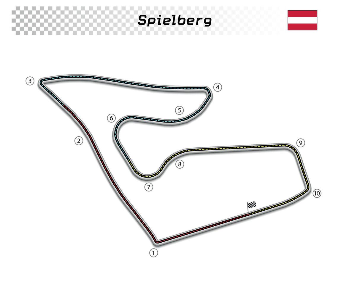 Spielberg circuit for motorsport and autosport vector