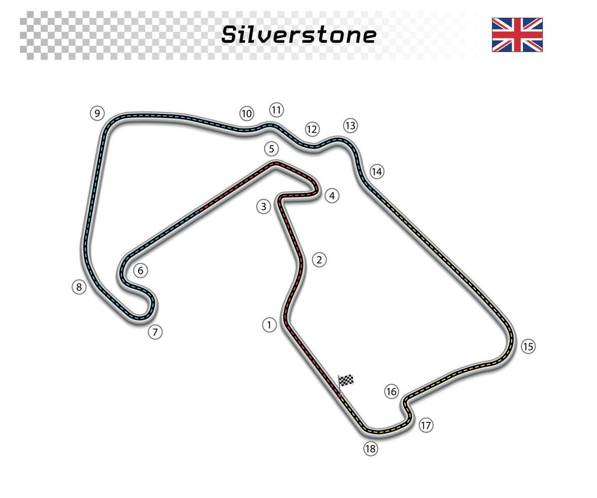 Silverstone circuit for motorsport and autosport vector