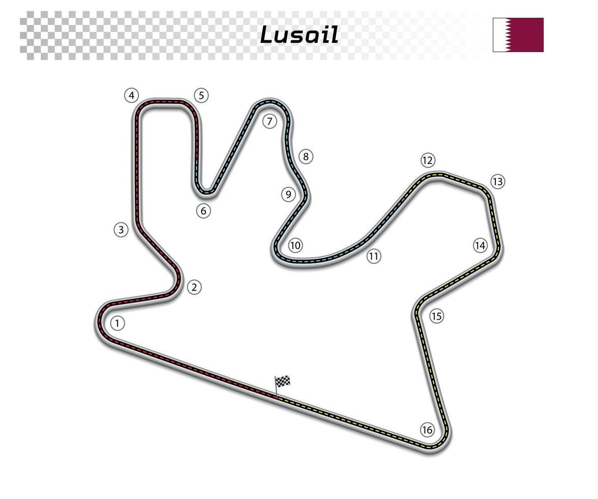 Lusail circuit for motorsport and autosport vector