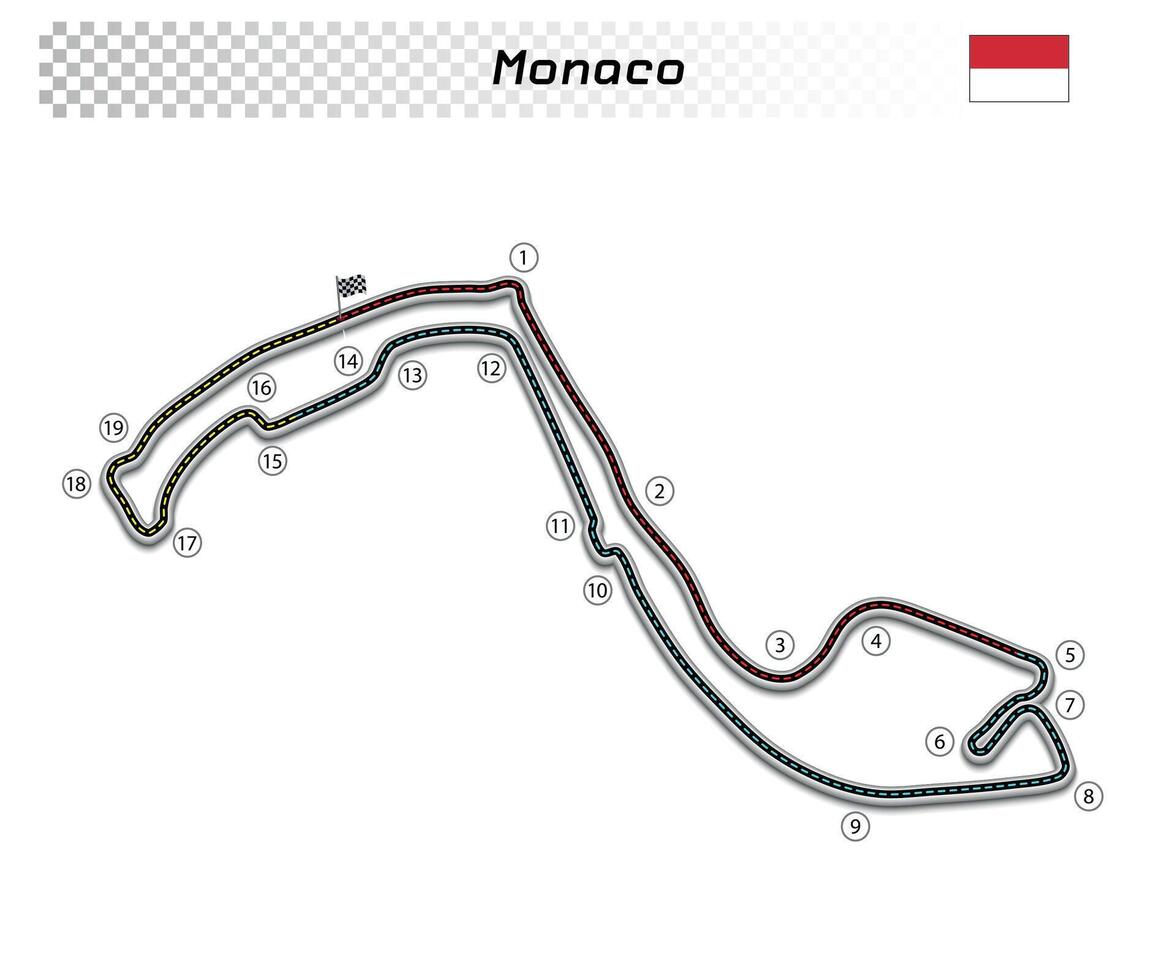 Monaco circuit for motorsport and autosport vector