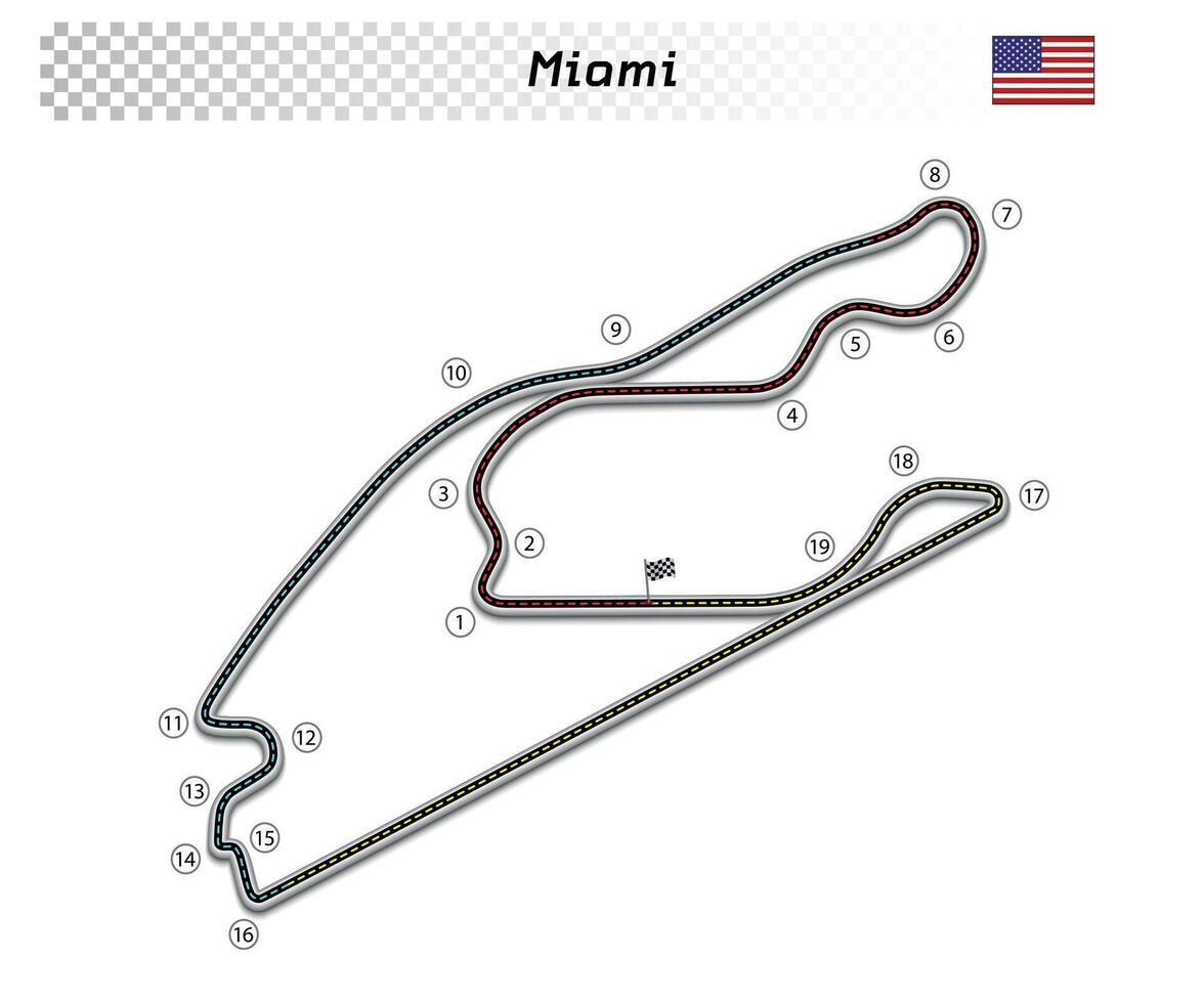 Miami circuit for motorsport and autosport vector