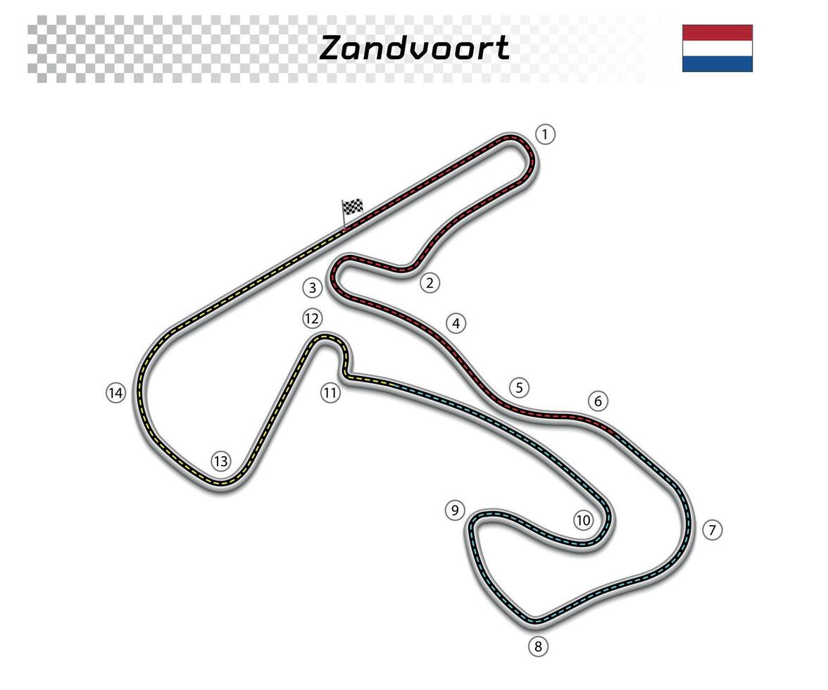 Zandvoort circuit for motorsport and autosport vector